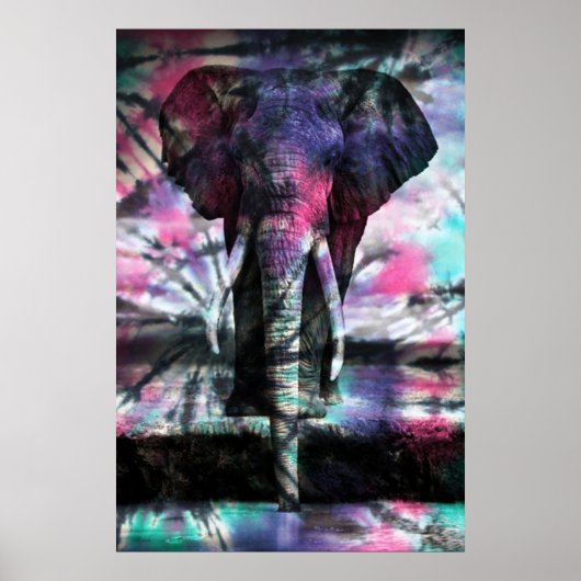 Krawatte-Dye-Elephant-Poster Poster (Vorne)