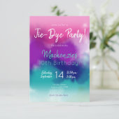 Krawatte Dye farbenfrohe Geburtstagsparty Einladung (Stehend Vorderseite)