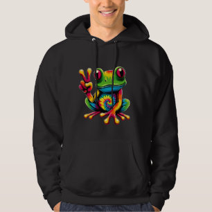 Krawatte Dye Frog Peace Sign Hippie 4 Hoodie