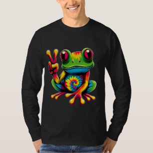 Krawatte Dye Frog Peace Sign Hippie 4 T-Shirt