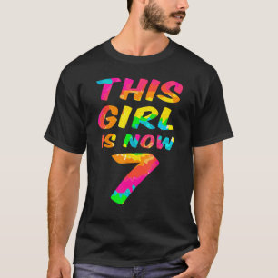 Krawatte Dye Lettering Girl Daughter 7. Geburtstag T-Shirt