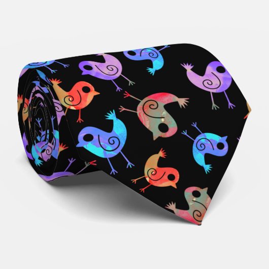 Krawatte-Dye Multicolor Birds Krawatte (Gerollt)