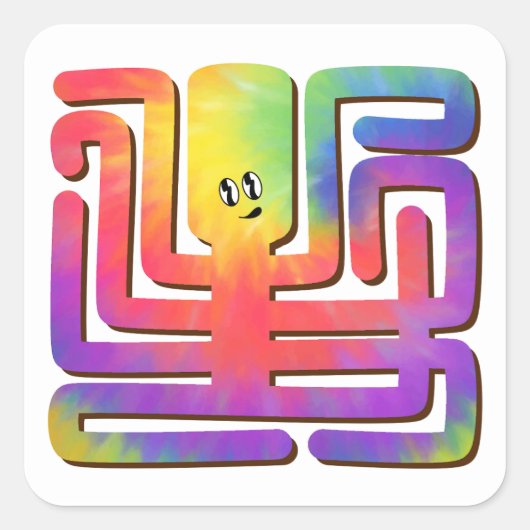 Krawatte-Dye Oktopus Quadratischer Aufkleber (Vorderseite)