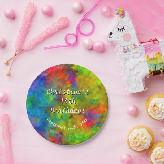 [Krawatte-Dye] Psychedelische Regenbogenfarben Pappteller (Party)