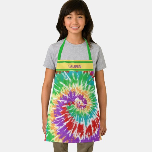 Krawatte Dyed Rainbow Swirl - Personalisierte Kind Schürze (Insitu)