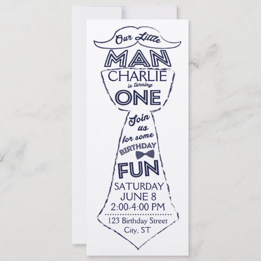 Krawatte/Einladung zum ersten Geburtstag Einladung (Vorderseite)