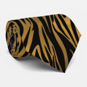 Krawatte Exotic Gold Black Animal Strip Print (Gerollt)