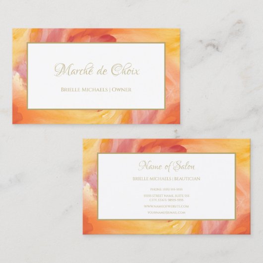 Krawatte-farbene Orangenfarben-Farb-Aquarell-Bouti Visitenkarte (Vorne/Hinten)