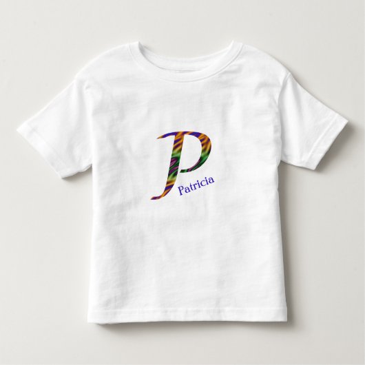 Krawatte-Farbmuster Bright Retro Letter P Monogram Kleinkind T-shirt (Vorderseite)