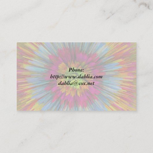 Krawatte-Farbstoff-Blast-Visitenkarte Visitenkarte (Rückseite)