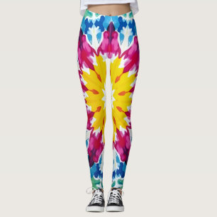 Krawatte-Farbstoff-Explosion in Gelb, Rosa und Blu Leggings
