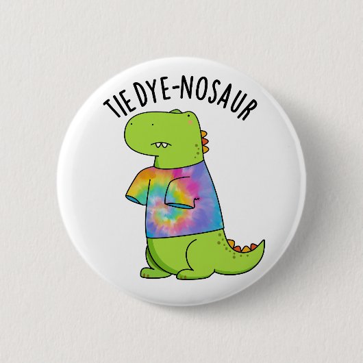 Krawatte-Farbstoff-Nosaur Funny Dinosaur Pun Button (Vorderseite)