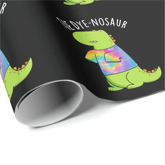 Krawatte-Farbstoff-Nosaur Funny Dinosaur Pun Dark Geschenkpapier (Rolleneckpunkt)