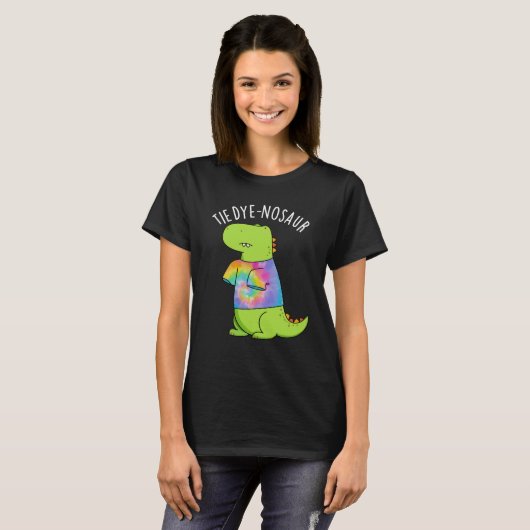 Krawatte-Farbstoff-Nosaur Funny Dinosaur Pun Dark  T-Shirt (Vorne ganz)