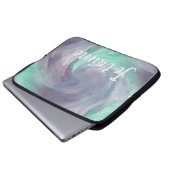Krawatte-Farbton Lila grünes, farbiges Wasser in L Laptopschutzhülle (Vorne Knopf)