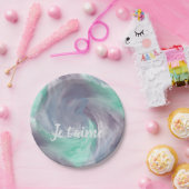 Krawatte-Farbton Lila grünes, farbiges Wasser in L Pappteller (Party)