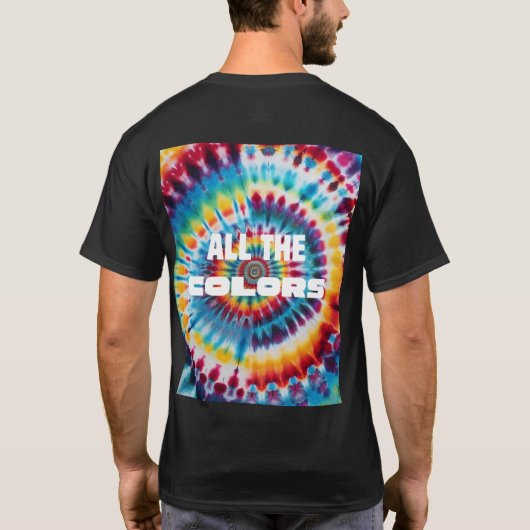 Krawatte-Färbung Fett Retro-Regenbogenfarben T-Shirt (Rückseite)