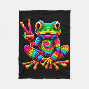Krawatte-Färbung Frog Peace Sign Hippie Fleecedecke