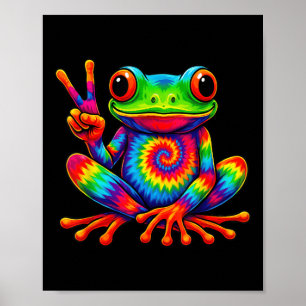 Krawatte-Färbung Frog Peace Signie Hippie for Men Poster