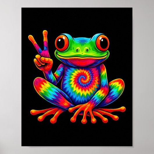 Krawatte-Färbung Frog Peace Signie Hippie for Men  Poster (Vorne)