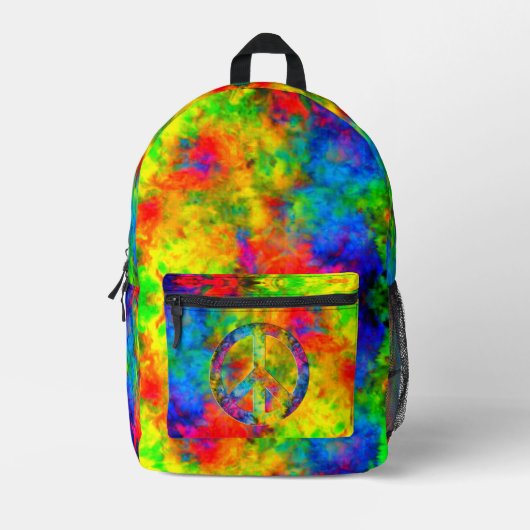 [Krawatte-Färbung] Regenbogenfarben Buchsack-Rucks Bedruckter Rucksack (Vorderseite)