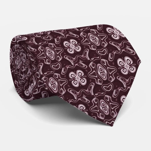 Krawatte Floral - Maroon (Gerollt)