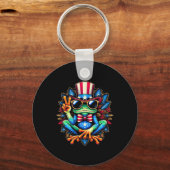 Krawatte Frog Peace Sign Hippie 4. Juli Schlüsselanhänger (Vorderseite)