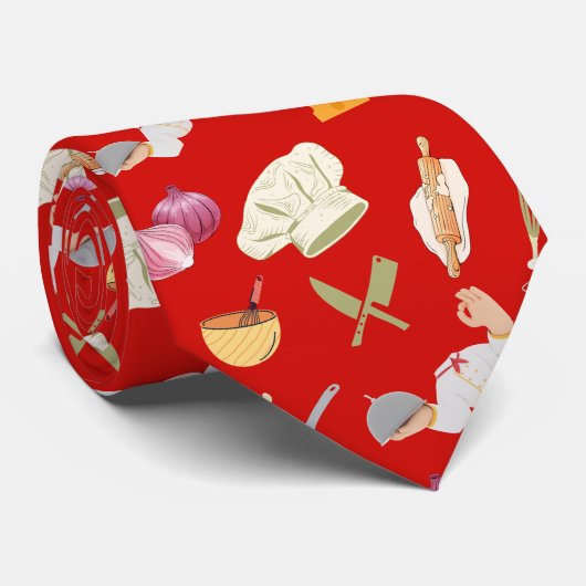 Krawatte für Red Koch Theme Pattern (Gerollt)