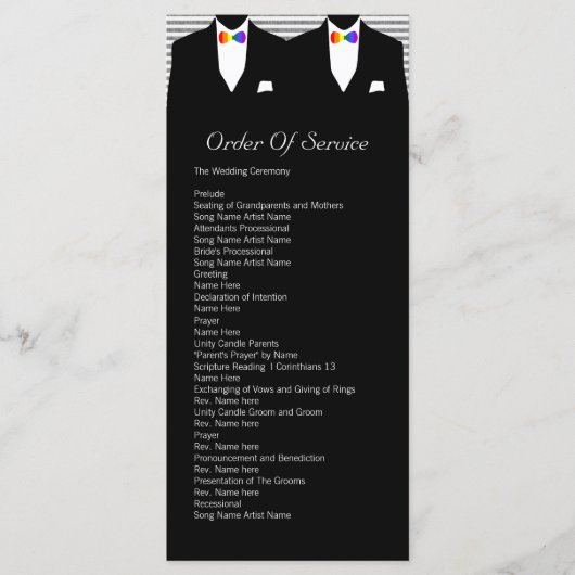 Krawatte Gay Wedding Service Order Programm (Vorderseite)