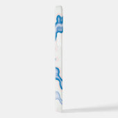 Krawatte gefärbt groovy funky Retro Swirl blau wei iPhone Hülle (Rechte Seite)