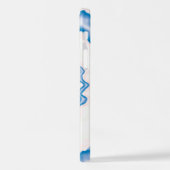 Krawatte gefärbt groovy funky Retro Swirl blau wei iPhone Hülle (Linke Seite)