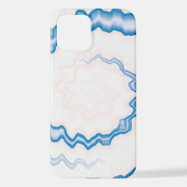 Krawatte gefärbt groovy funky Retro Swirl blau wei iPhone 12 Hülle