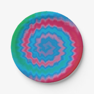 Krawatte gefärbt groovy funky Retro-Swirl-Muster Pappteller