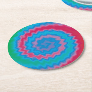 Krawatte gefärbt groovy funky Retro-Swirl-Muster Runder Pappuntersetzer