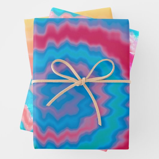 Krawatte gefärbt groovy funky Retrowirl cool Geschenkpapier Set (Beispiel)