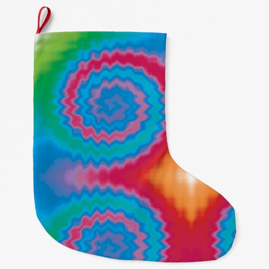 Krawatte gefärbt groovy funky Retrowirl cool Großer Weihnachtsstrumpf (Vorderseite)