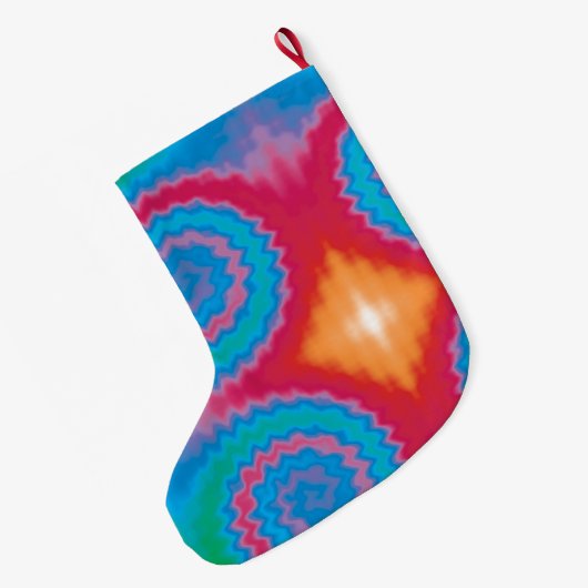 Krawatte gefärbt groovy funky Retrowirl cool Großer Weihnachtsstrumpf (Rückseite (Hängend))