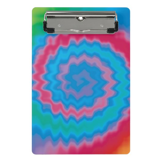 Krawatte gefärbt groovy funky Retrowirl cool Mini Klemmbrett (Vorderseite)