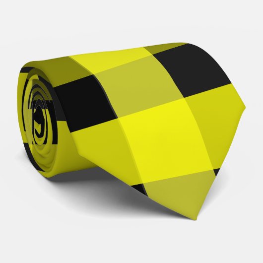 Krawatte Gelb und Schwarz Gingham (Gerollt)