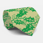 Krawatte - Grüne Holly auf Beige Hintergrund (Gerollt)