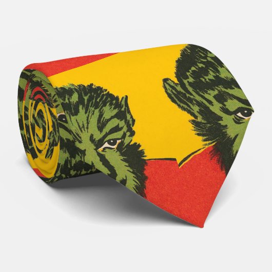 KRAWATTE HARD - Wolfman Halloween Horror Krawatte (Gerollt)