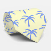 Krawatte - hellgelb mit blauen Palmen (Gerollt)