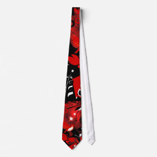 Krawatte Herren asiatisch floral rote Vögel