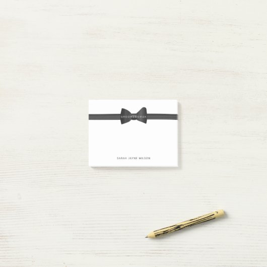 Krawatte Hochzeit Bow Groomswoman Post it Notes Post-it Klebezettel (Auf Schreibtisch)