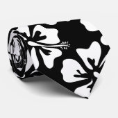Krawatte in Schwarz-Weiß-Blume für tropische Hochz (Gerollt)