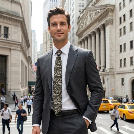 Krawatte in Schwarzweiß-Leopard