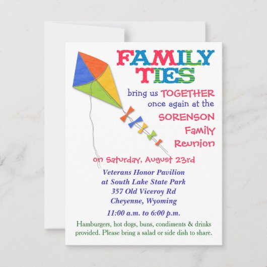 Krawatte Kite Family Wiedersehen Einladung (Vorderseite)