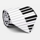 Krawatte - Klavier-Tastatur Schwarz-weiß (Gerollt)