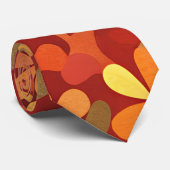 Krawatte mit abstraktem Rottdruck (Gerollt)