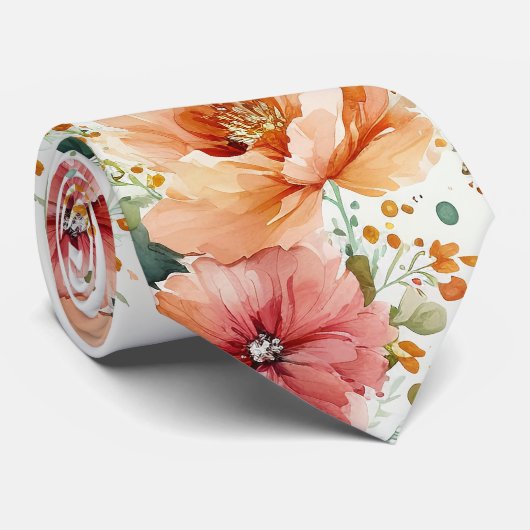 Krawatte mit Aquarellblumen (Gerollt)